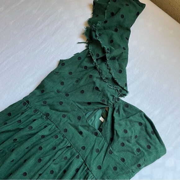 New Tularosa Forest Green Ruffle One Shoulder Maxi Dress Size Small - Picture 3 of 6